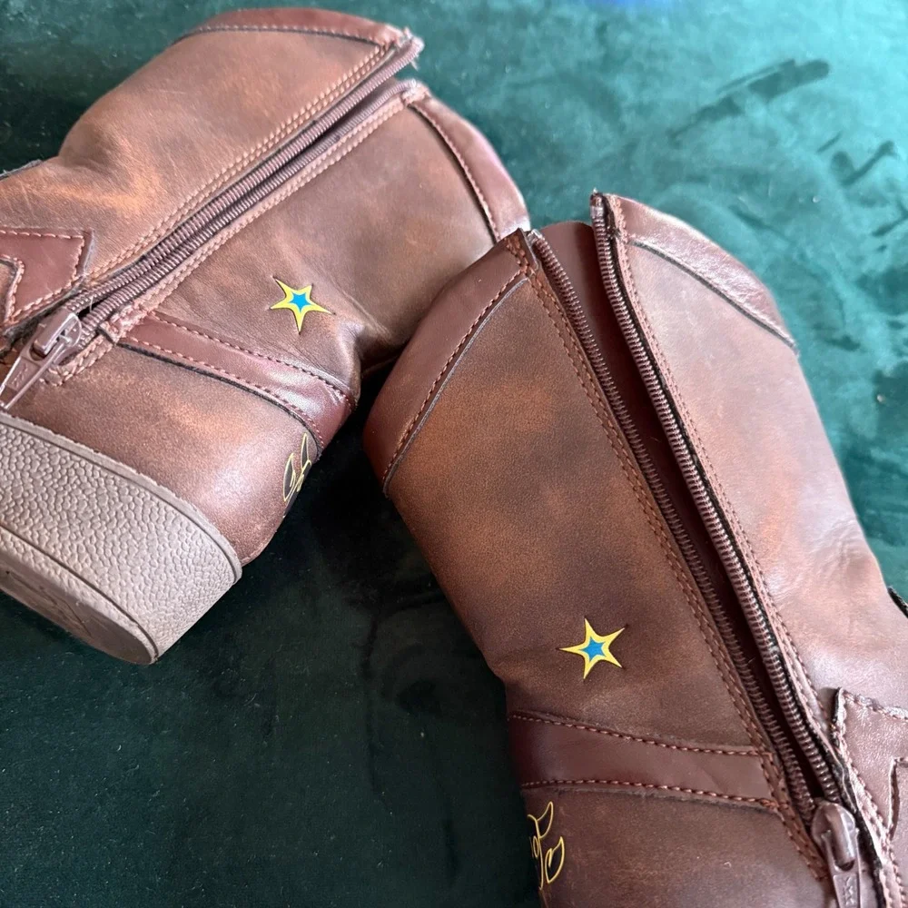 Disney Pixar Toy Story Woody Cowboy Boots Brown Kids Size 10 Non-Marking Sole